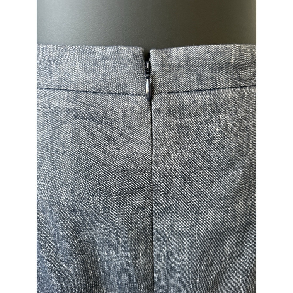 ANN TAYLOR Women's 8P Linen Blend Blue Chambray Belted Skirt Lined Petite NWOT - Picture 11 of 16